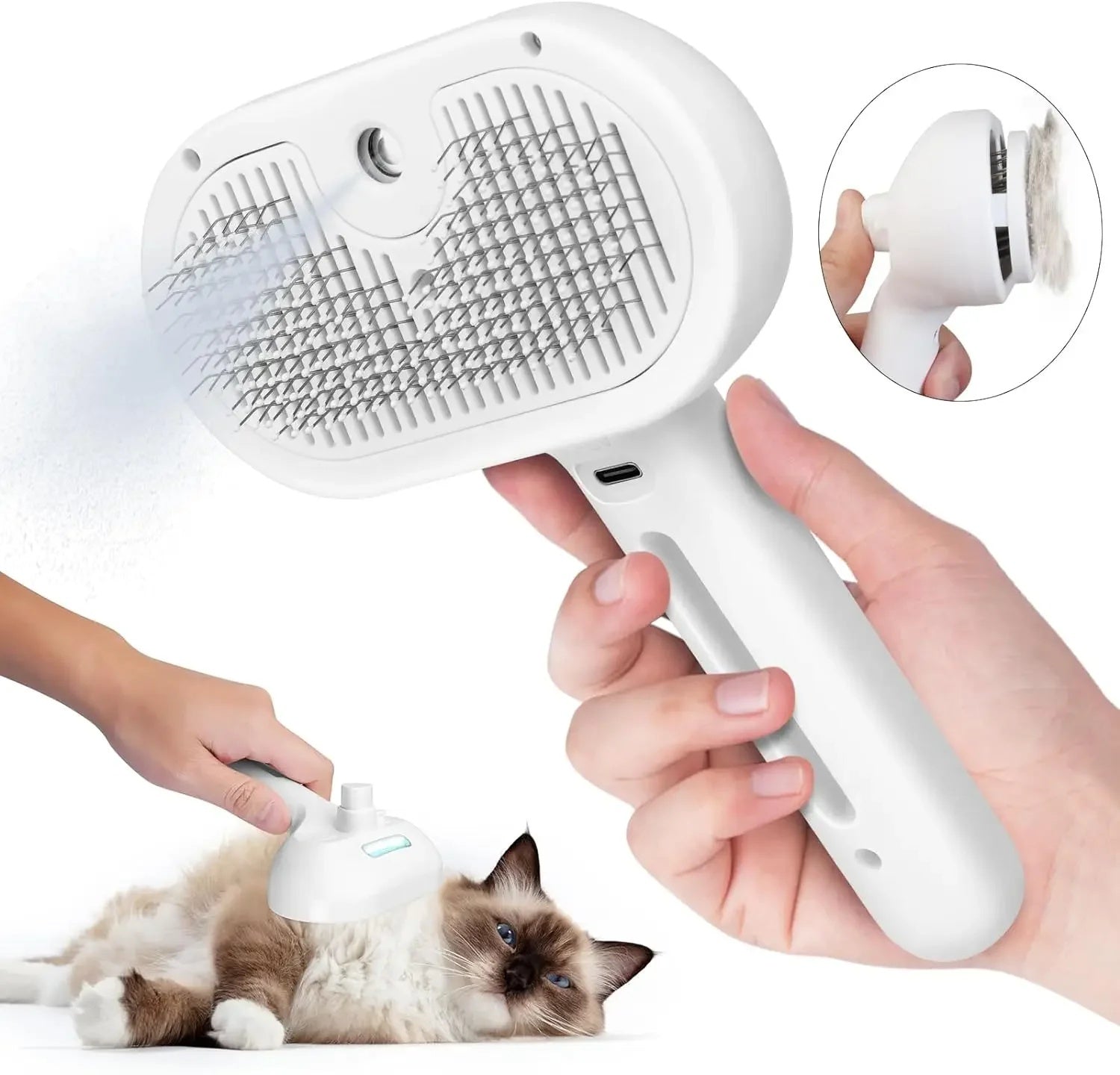 CozySpray Pet Grooming Brush – Water Mist De-Shedding & Detangling Tool for Cats