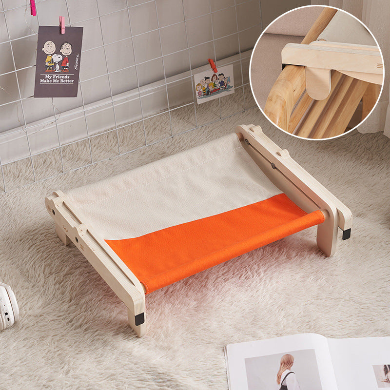 Solid Wood Pet Bed with Removable Washable Cushion – Four Seasons Design