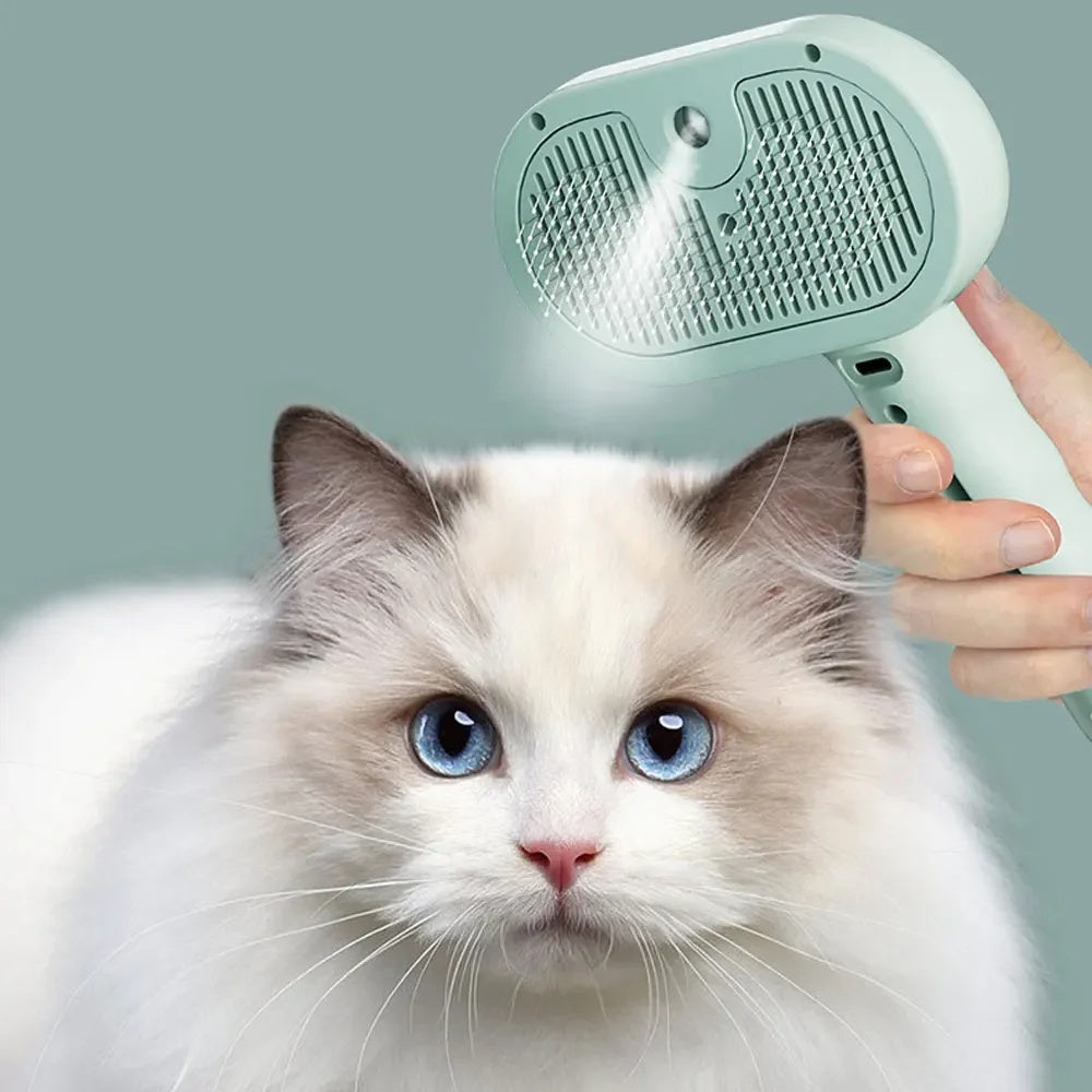 CozySpray Pet Grooming Brush – Water Mist De-Shedding & Detangling Tool for Cats